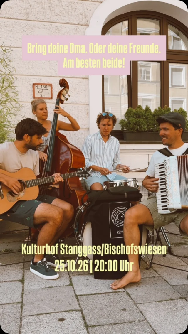**Alterstechnisch legen wir uns ungern fest. Warum auch. 😉
25.10. · Kulturhof Stanggass Wir freuen uns auf euch!**
#bischofswiesen #livekonzert #reiwas #kulturhof